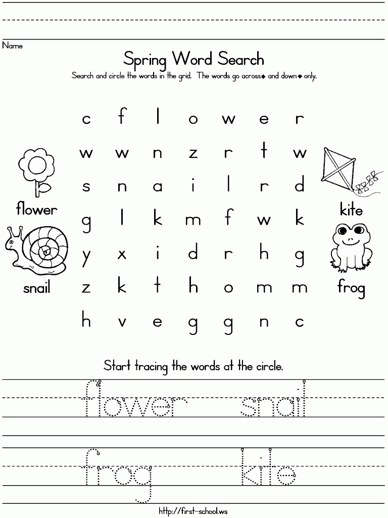 Spring Theme Word Search, And Trace-N-Write, Also With Blank throughout Name Tracing With Blank Lines