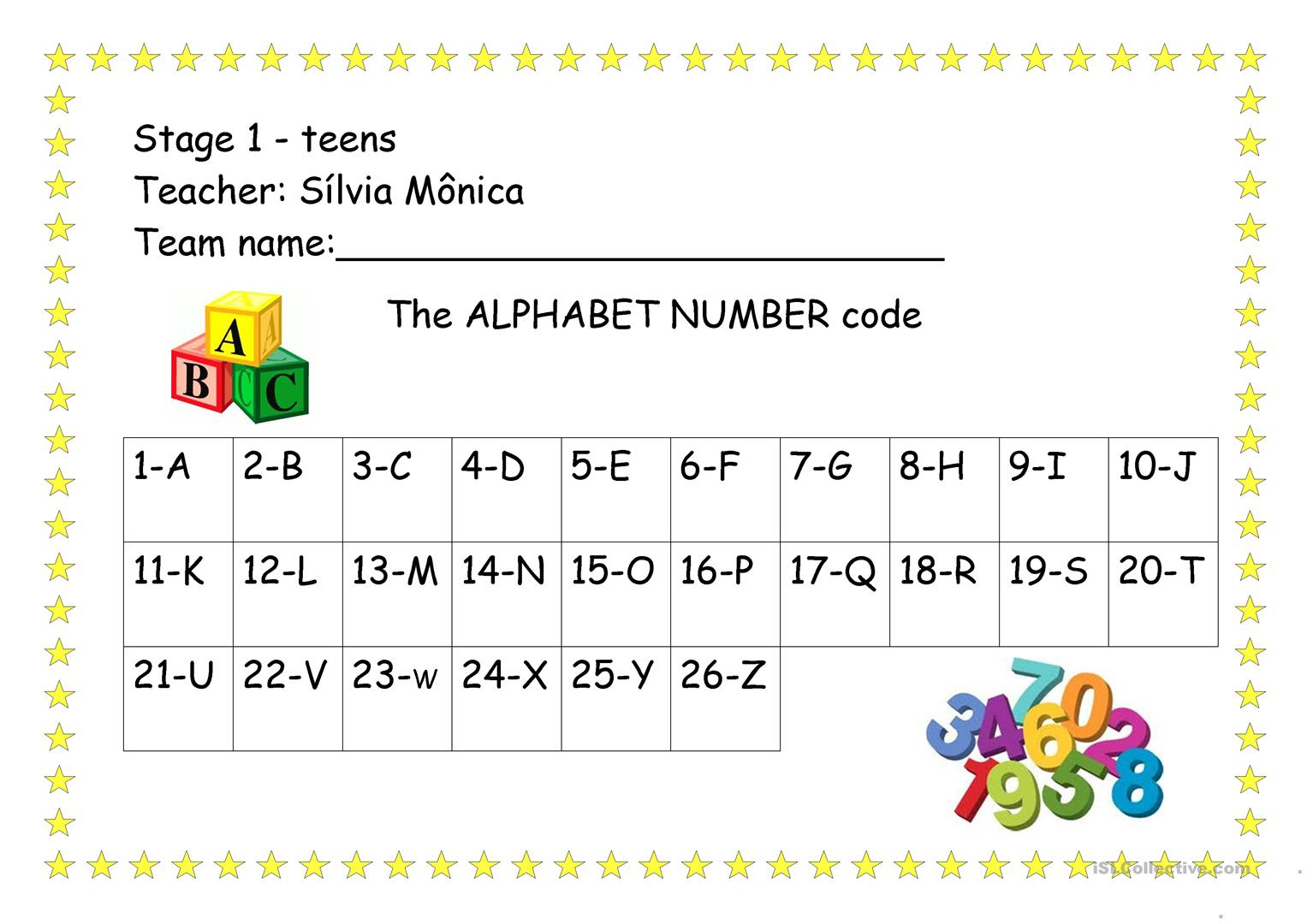 The Alphabet Number Code - English Esl Worksheets For for Alphabet Code Worksheets