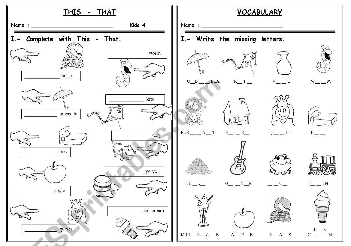This - That / Alphabet Vocabulary - Esl Worksheetrealdream1 throughout Alphabet Vocabulary Worksheets