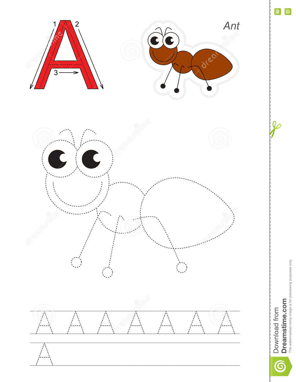 Trace Game For Letter A, Ant Stock Vector - Illustration Of regarding Alphabet Tracing Game