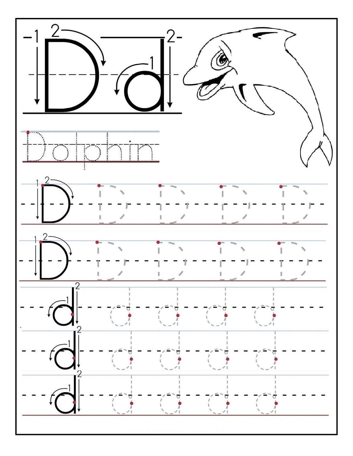 Trace Letter D Worksheets | Tracing Worksheets Preschool within Alphabet D Tracing Sheet