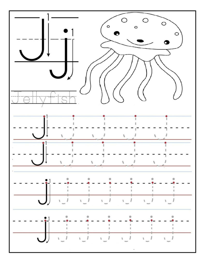 Trace Letters Worksheet J Letter (1236×1600) | Preschool Pertaining To J Letter Tracing