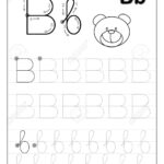 Tracing Alphabet Letter B. Black And White Educational Pages.. Intended For Alphabet B Tracing