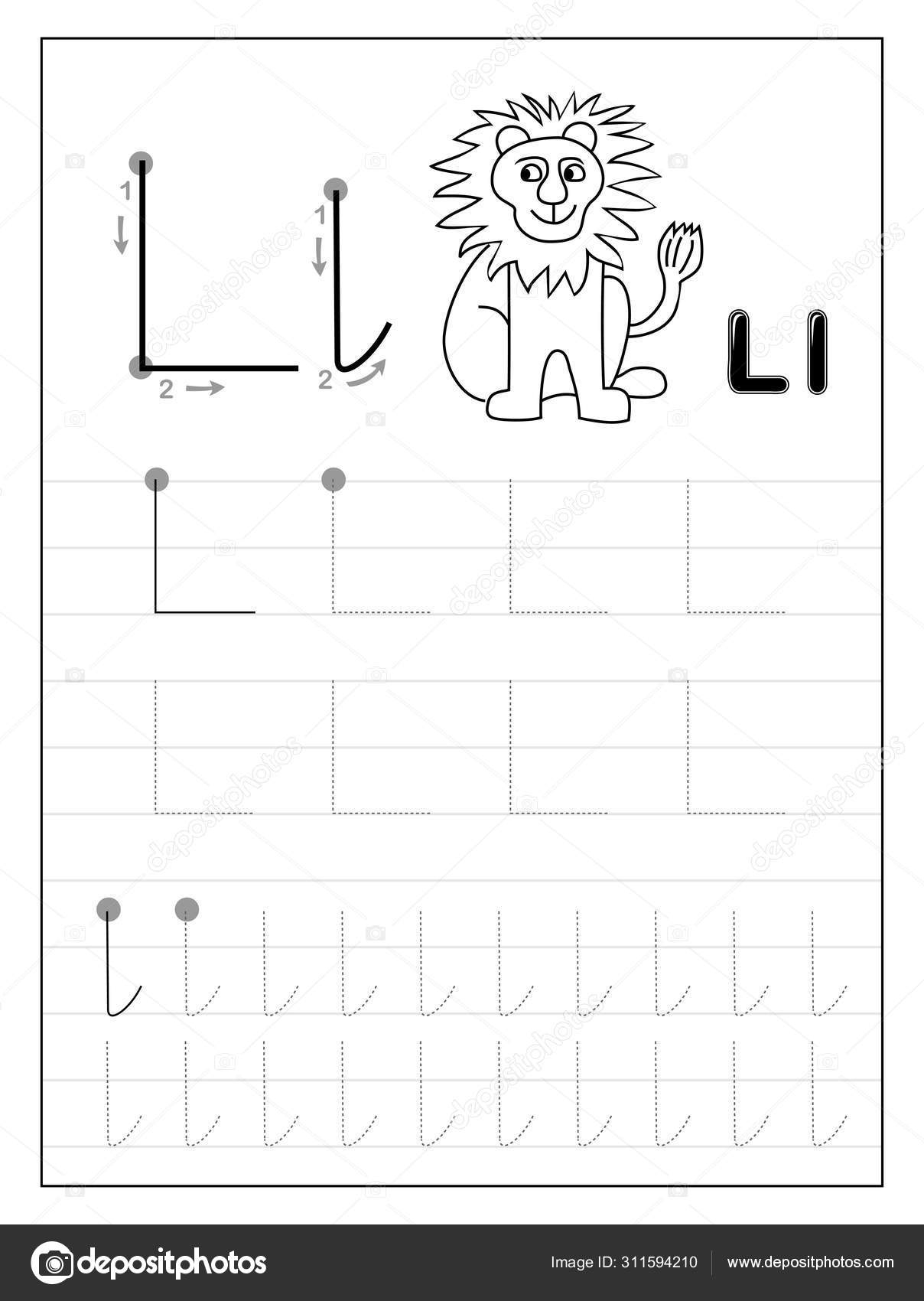 Tracing Alphabet Letter Black White Educational Pages Line for Letter L Tracing Sheet