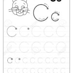 Tracing Alphabet Letter C. Black And White Educational Pages.. Inside Letter C Tracing Page