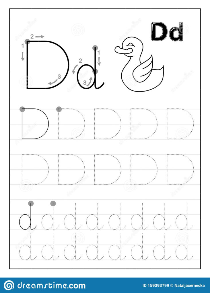 Tracing Alphabet Letter D. Black And White Educational Pages Pertaining To Letter D Worksheets Printable