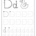 Tracing Alphabet Letter D. Black And White Educational Pages With D Letter Tracing Worksheet