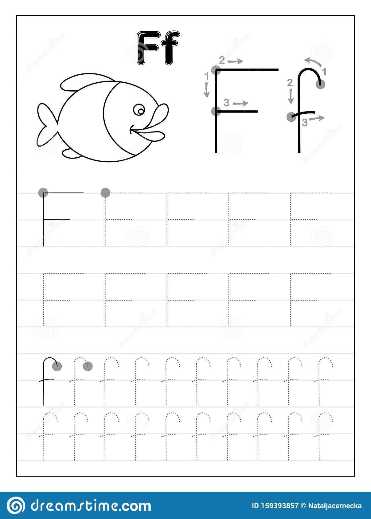Tracing Alphabet Letter F. Black And White Educational Pages with Letter F Tracing Worksheets Preschool