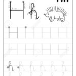 Tracing Alphabet Letter H. Black And White Educational Pages.. For Letter H Tracing Printable