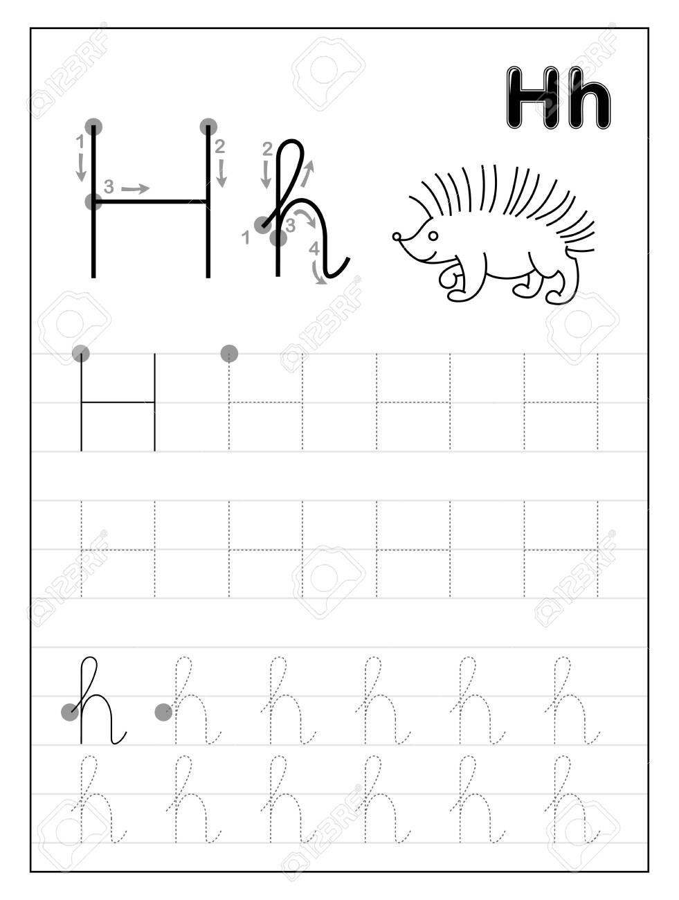 Letter H Tracing Page | AlphabetWorksheetsFree.com