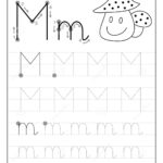 Tracing Alphabet Letter M. Black And White Educational Pages Inside Letter Tracing M