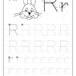 Tracing Alphabet Letter R. Black And White Educational Pages For Alphabet R Tracing