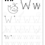 Tracing Alphabet Letter W. Black And White Educational Pages.. Inside Letter W Tracing Page