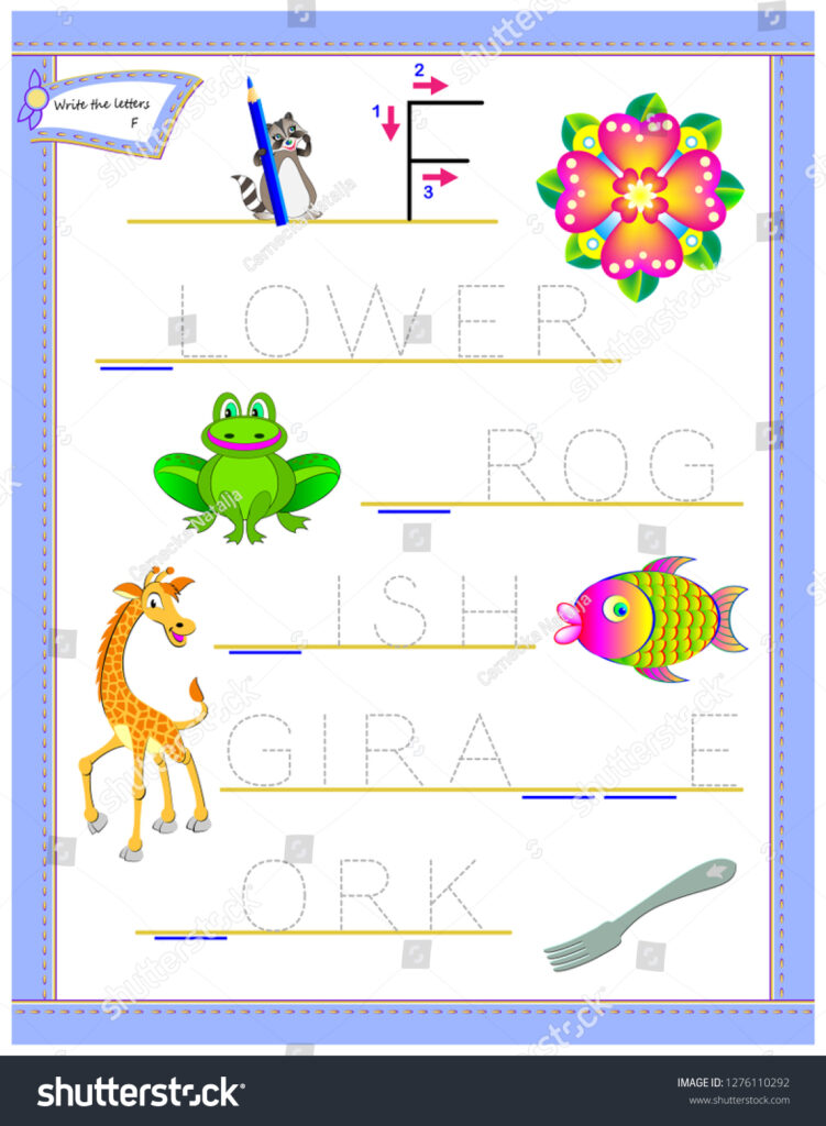 Tracing Letter F Study English Alphabet Arkivvektor For Alphabet Tracing Puzzle