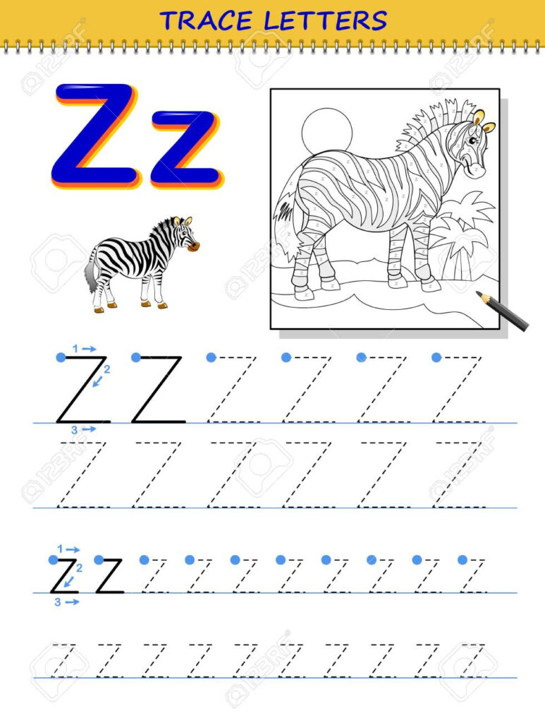 Tracing Letter Z For Study Alphabet. Printable Worksheet For.. Intended For Letter Z Tracing Page