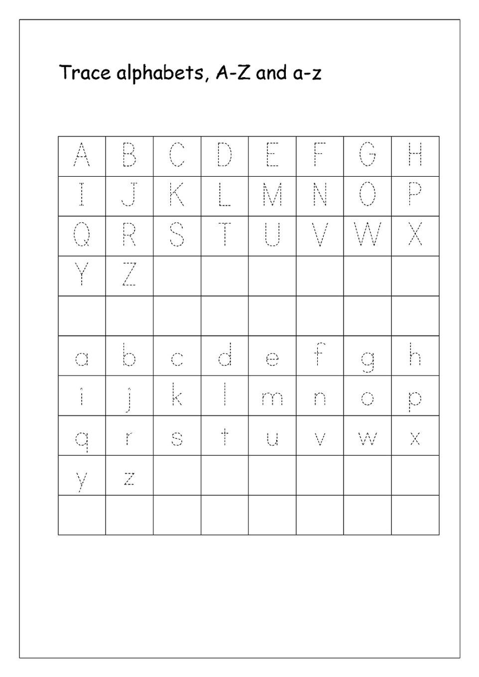 Tracing Letters A-Z Worksheets | อนุบาล intended for A-Z Name Tracing