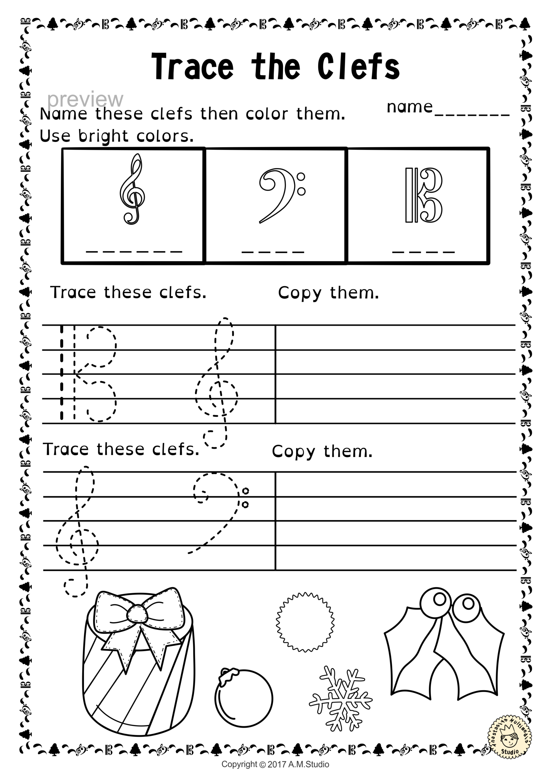 Tracing Music Notes Worksheets For Winter And Christmas regarding Name Tracing And Copying Worksheets