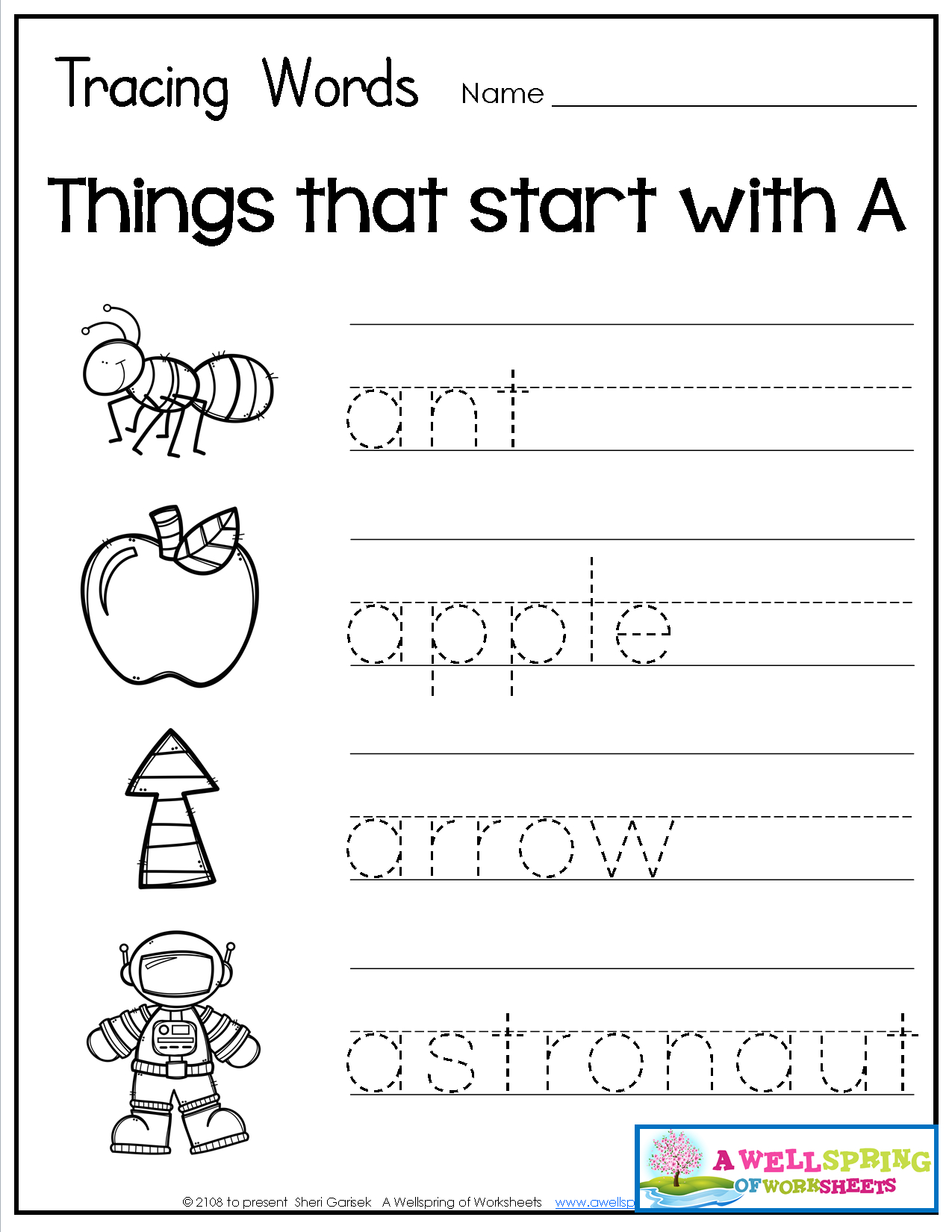 Tracing Words - Things That Start With A-Z | Alphabet within Alphabet Worksheets A-Z