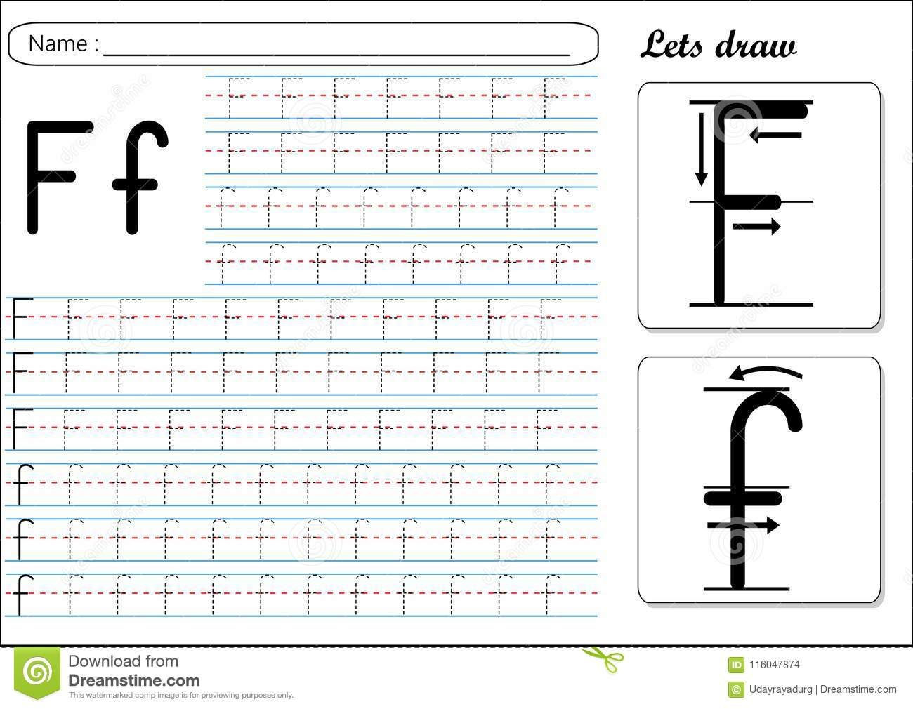Tracing Worksheet -Ff Stock Vector. Illustration Of Language throughout F Letter Tracing