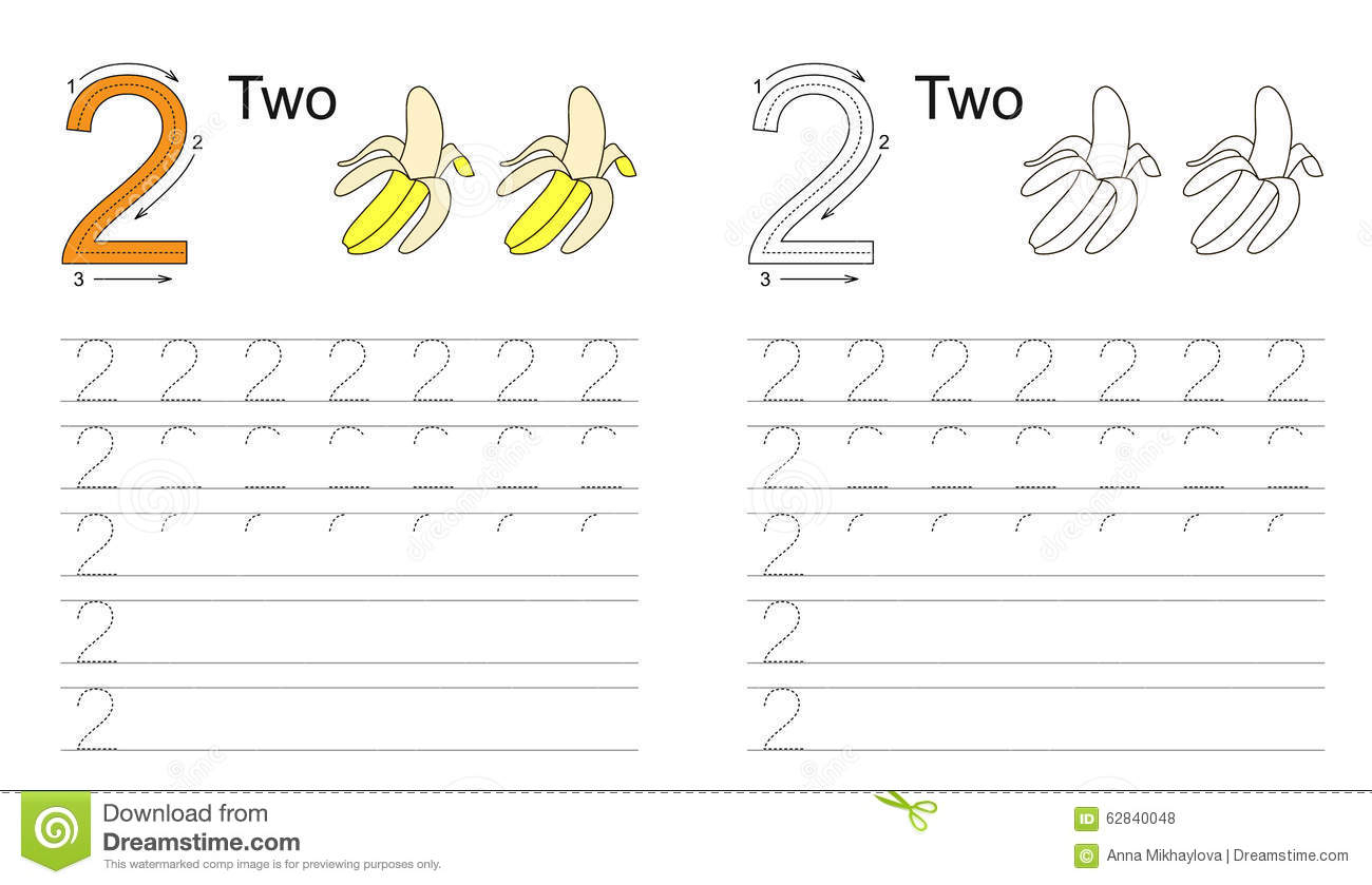 Tracing Worksheet For Letter 2 Stock Vector - Illustration regarding Letter 2 Tracing