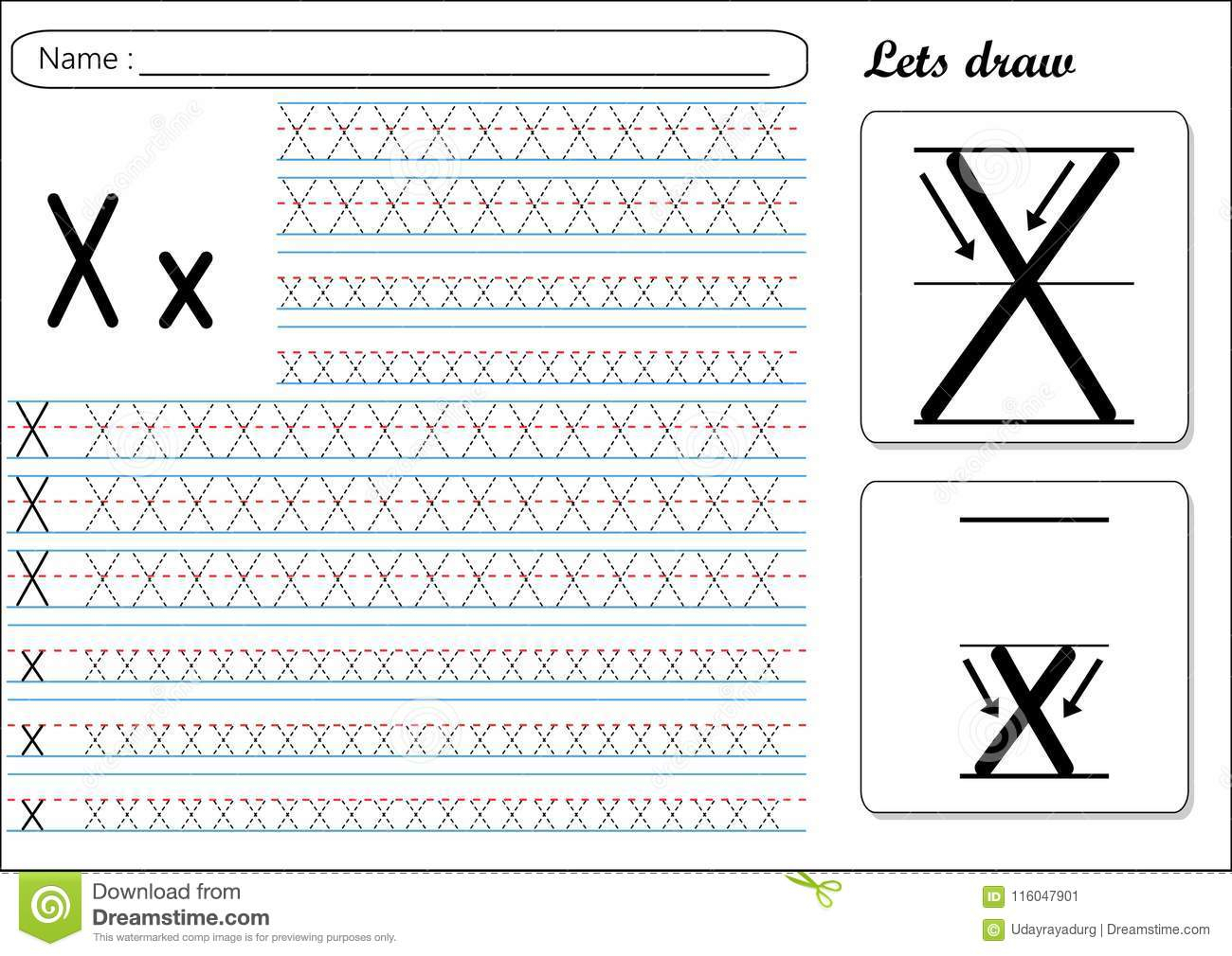 Tracing Worksheet -Xx Stock Vector. Illustration Of Letter regarding Tracing Alphabet X