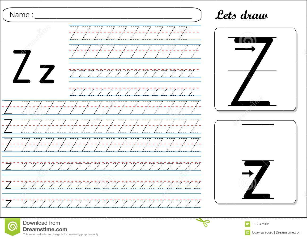 Tracing Worksheet -Zz Stock Vector. Illustration Of Fast inside Letter Tracing Z