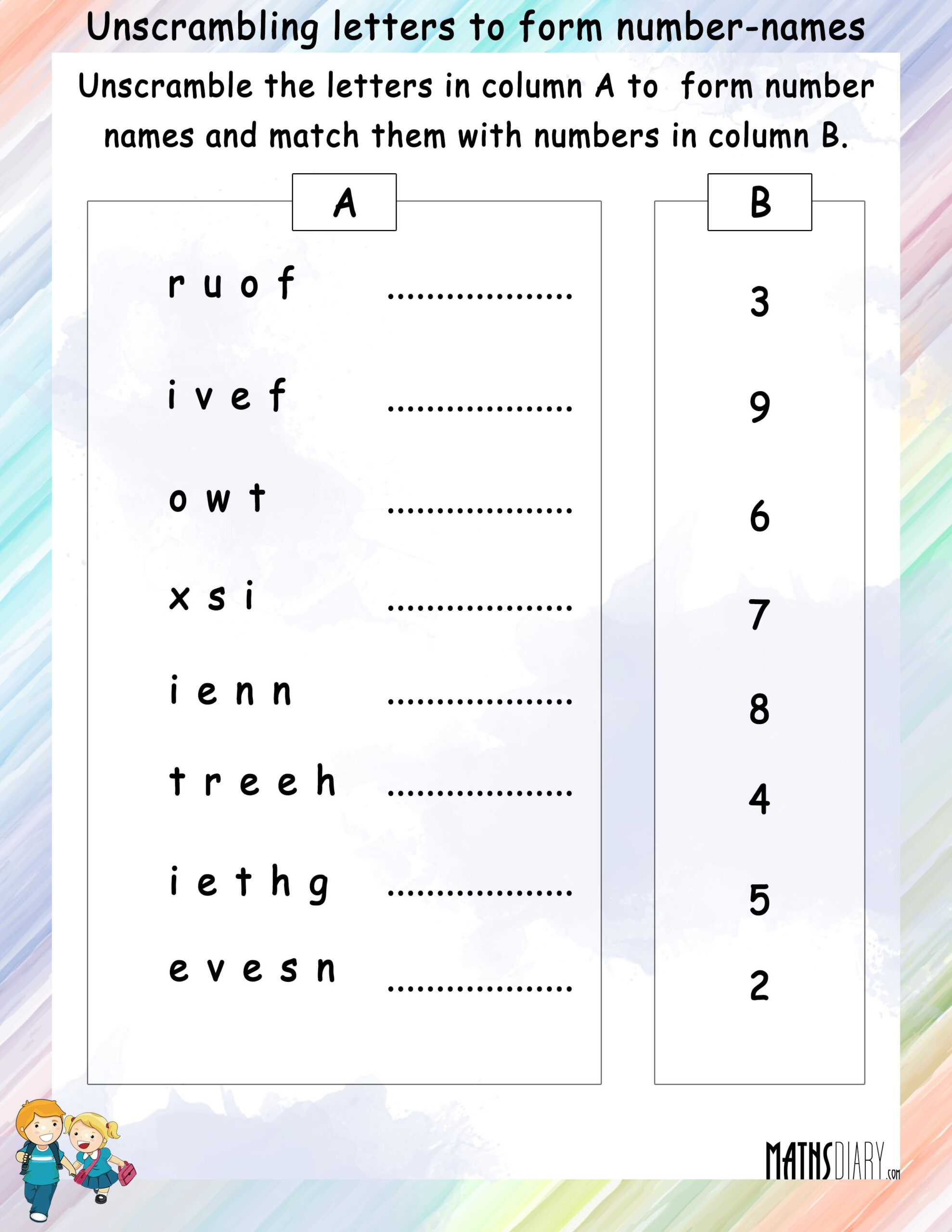 Unscramble Letters To Form Number Names - Math Worksheets intended for Letter Name Worksheets