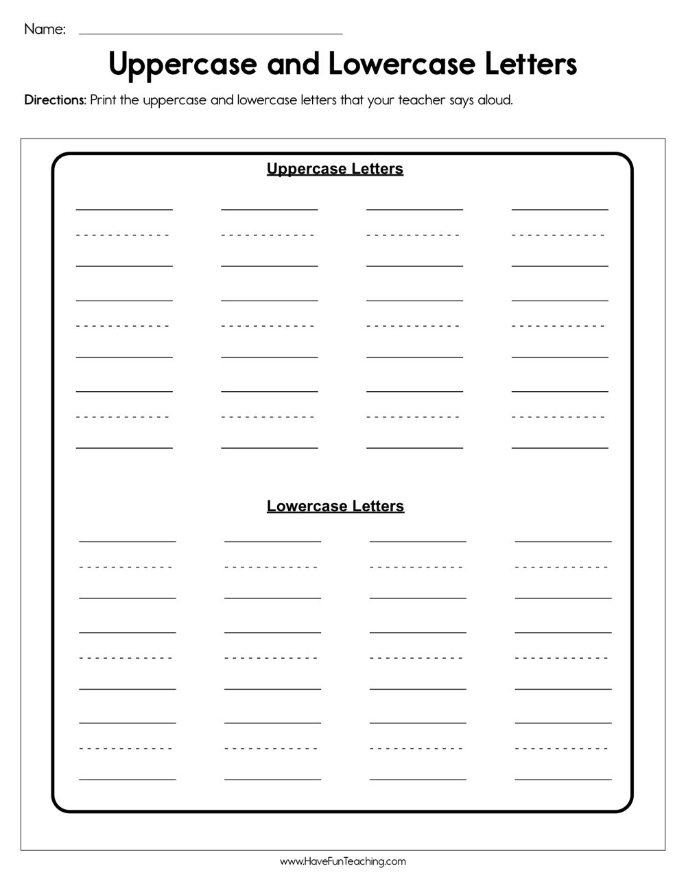 Uppercase And Lowercase Letters Worksheet intended for Upper And Lowercase Alphabet Worksheets
