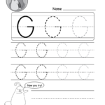 Uppercase Letter G Tracing Worksheet   Doozy Moo Throughout Letter G Worksheets For Kindergarten