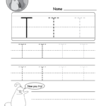 Uppercase Letter T Tracing Worksheet   Doozy Moo Throughout Alphabet T Tracing
