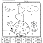 Valentine's Day Colorletter Worksheet For Kindergarten Throughout Valentine Alphabet Worksheets