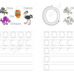 Vector Exercise Illustrated Alphabet. Learn Handwriting. Page.. For Letter O Tracing Page