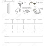 Vector Exercise Illustrated Alphabet. Learn Handwriting. Tracing.. For Alphabet T Tracing