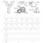 Vector Exercise Illustrated Alphabet. Learn Handwriting. Tracing.. For Letter Tracing Y