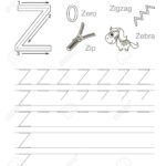 Vector Exercise Illustrated Alphabet. Learn Handwriting. Tracing.. For Letter Z Tracing Page