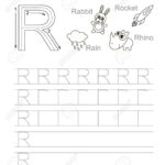 Vector Exercise Illustrated Alphabet. Learn Handwriting. Tracing.. In Letter R Tracing Worksheets