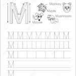 Vector Exercise Illustrated Alphabet. Learn Handwriting. Tracing.. Inside Letter M Tracing Page