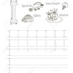 Vector Exercise Illustrated Alphabet. Learn Handwriting. Tracing.. Within I Letter Tracing Worksheet