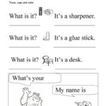 What Is It? What's Your Name? Trace And Copy   English Esl Inside Tracing Your Name Worksheets