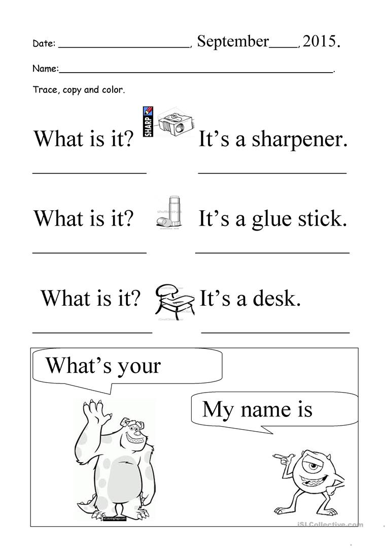 What Is It? What&amp;#039;s Your Name? Trace And Copy - English Esl regarding Tracing Your Name Worksheets For Preschoolers