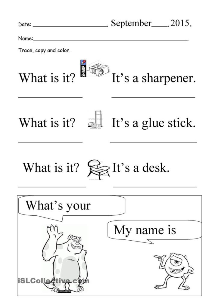 What Is It? What's Your Name? Trace And Copy | Inglese Within Name Tracing And Copying Worksheets