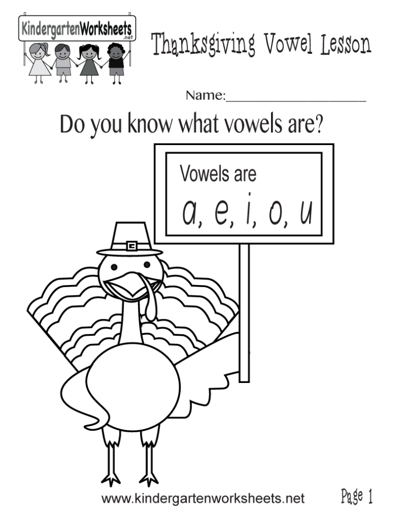 What Letters Are Vowels? Worksheet (Thanksgiving Vowel In Letter Vowels Worksheets