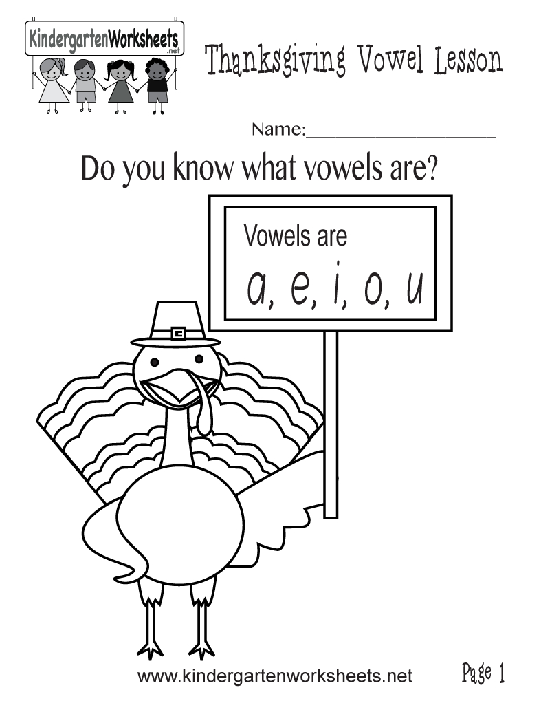 What Letters Are Vowels? Worksheet (Thanksgiving Vowel in Letter Vowels Worksheets