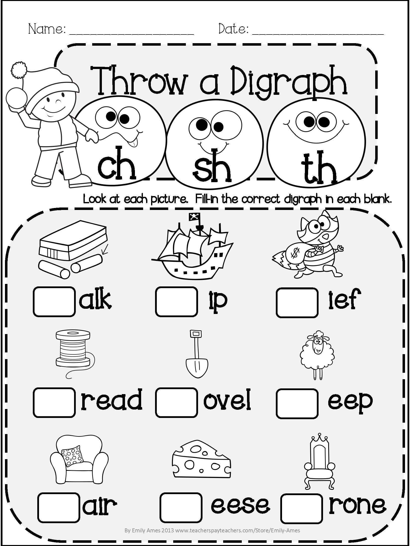 Winter Literacy Fun: Short &amp;amp; Long Vowels, Digraphs And regarding Letter K Worksheets 1St Grade