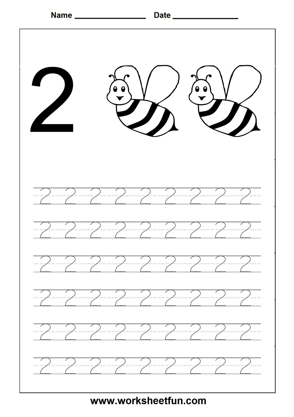 Worksheetfun - Free Printable Worksheets | Numbers Preschool pertaining to Letter 2 Tracing