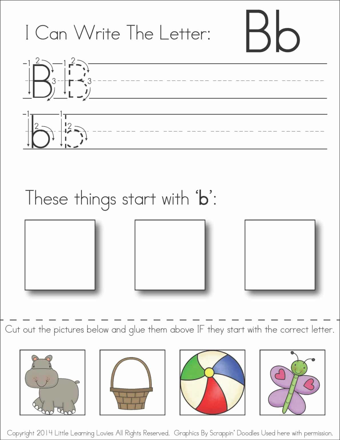 Write - Cut - Paste: Alphabet Set » Little Learning Lovies regarding Letter B Worksheets Cut And Paste