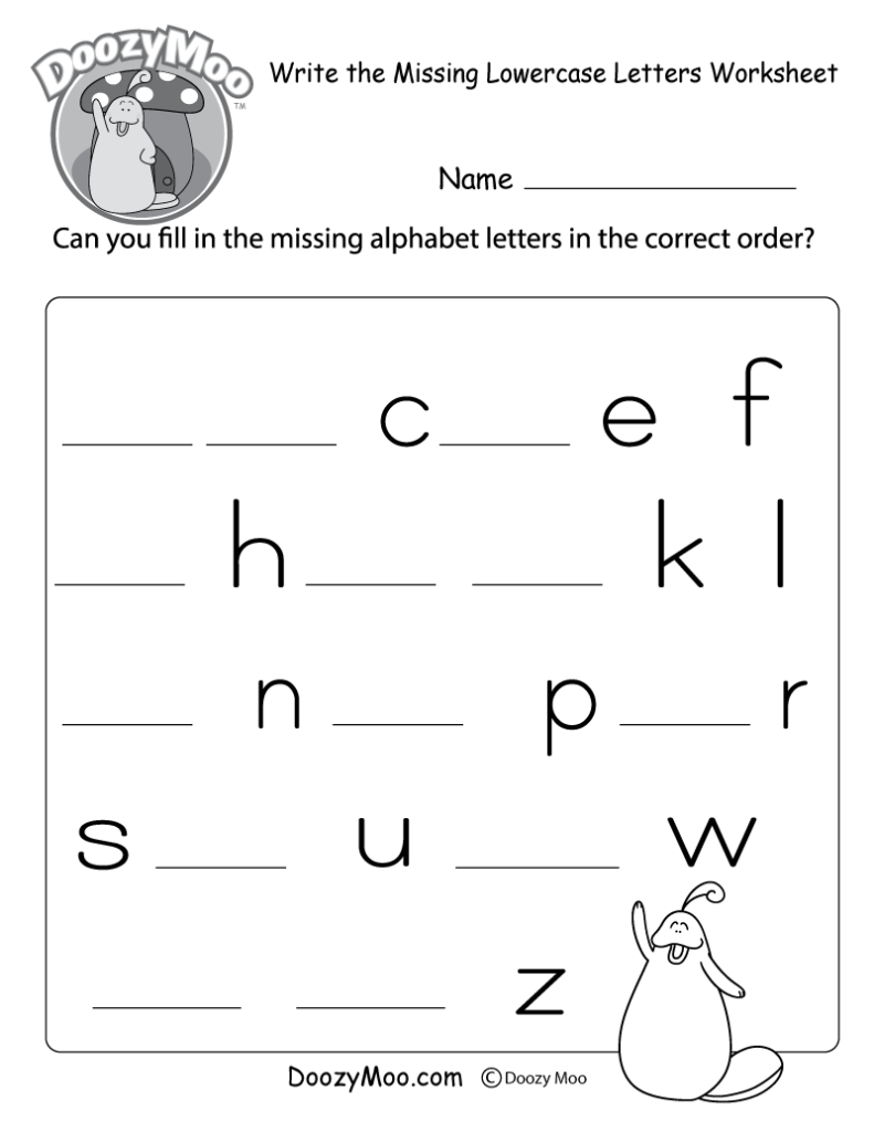 Write The Missing Lowercase Letters Worksheet   Doozy Moo Throughout Alphabet Worksheets Writing