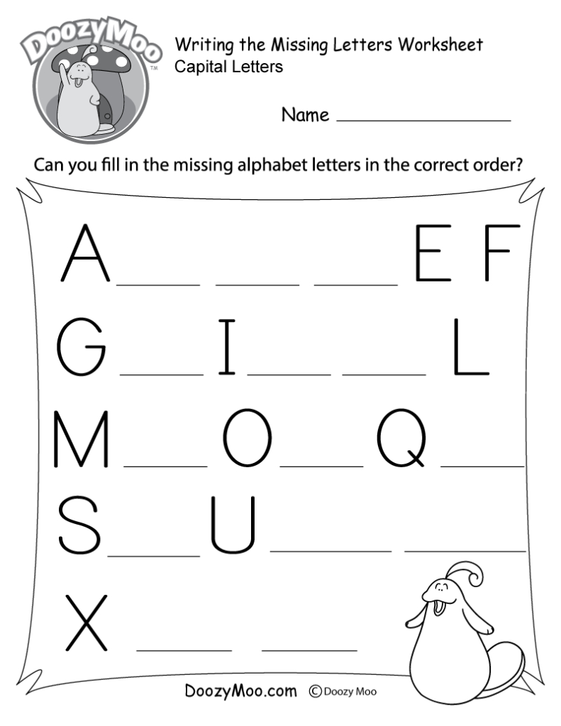 Writing The Missing Capital Letters Worksheet (Free For Alphabet Skills Worksheets