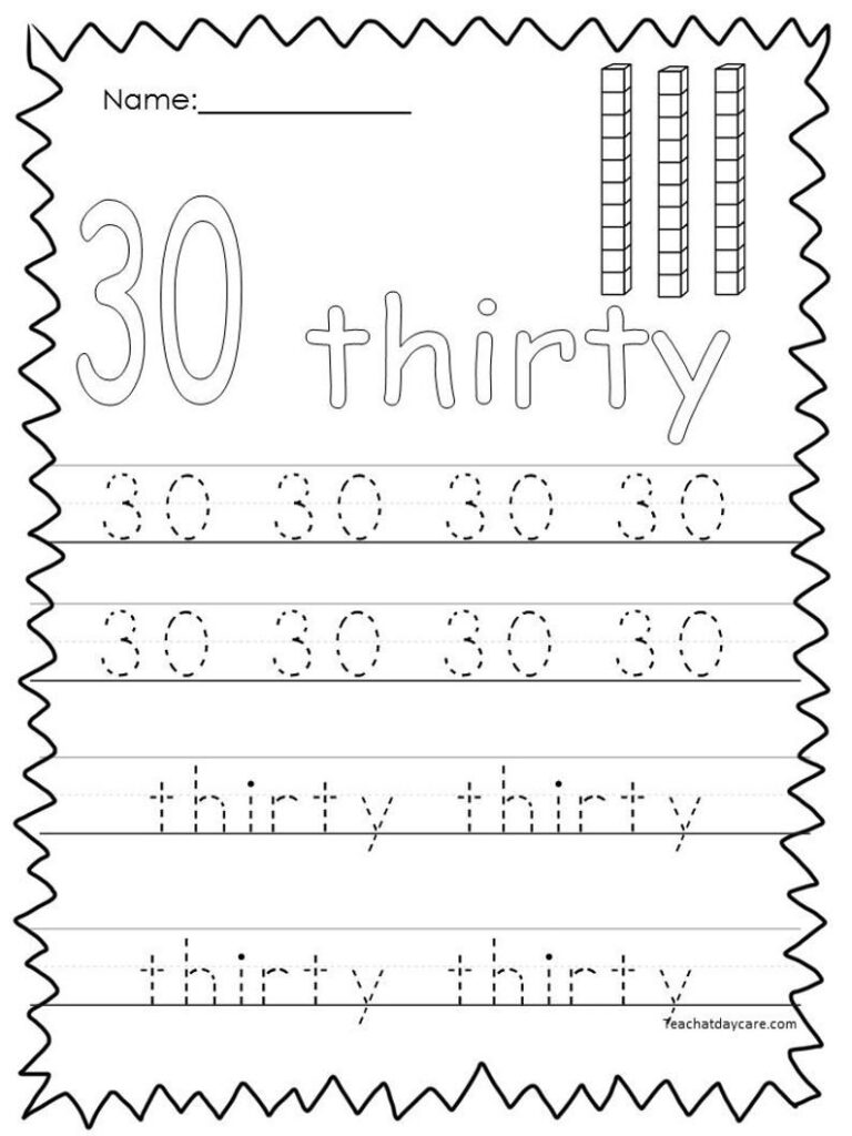 10 Printable Numbers 21 30 Tracing Worksheets. | Etsy In