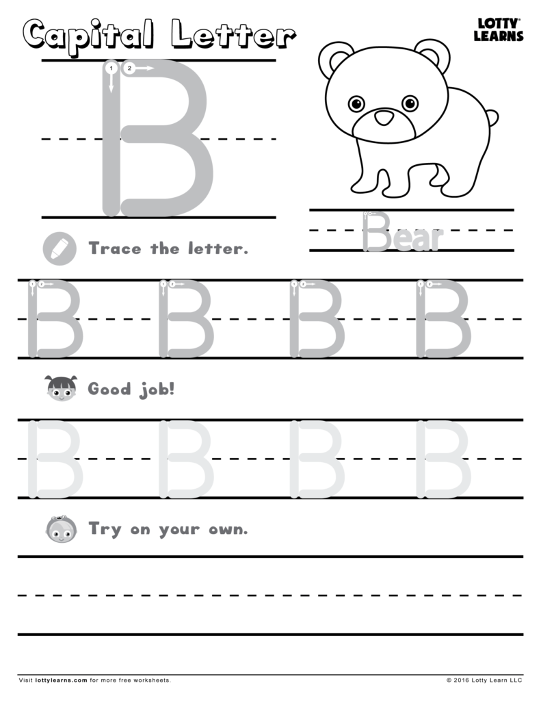 18 Letter B Worksheets For Practicing | Kittybabylove Intended For Letter B Tracing Worksheets Free